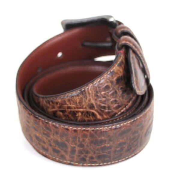 Torino CROCO BROWN GENUINE LEATHER 1.5"Wd CASUAL DRESS MEN'S BELT Sz 46 (P31 - Picture 4 of 16